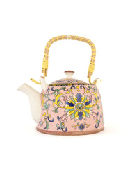 Chai Hour Cane-Handle Ceramic Kettle - Pink Tile by Modus & Mood