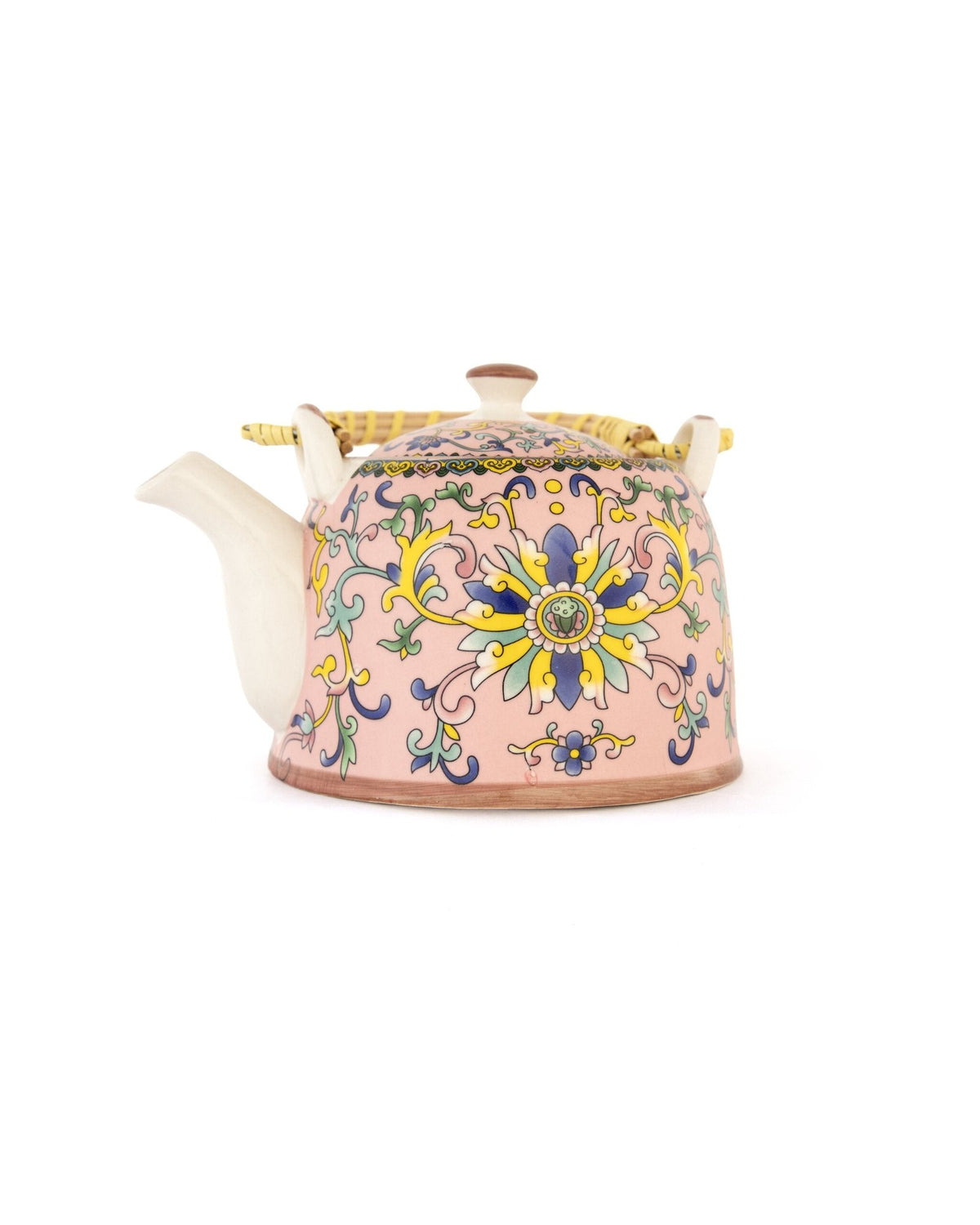 Chai Hour Cane-Handle Ceramic Kettle - Pink Tile - view 2 of 5