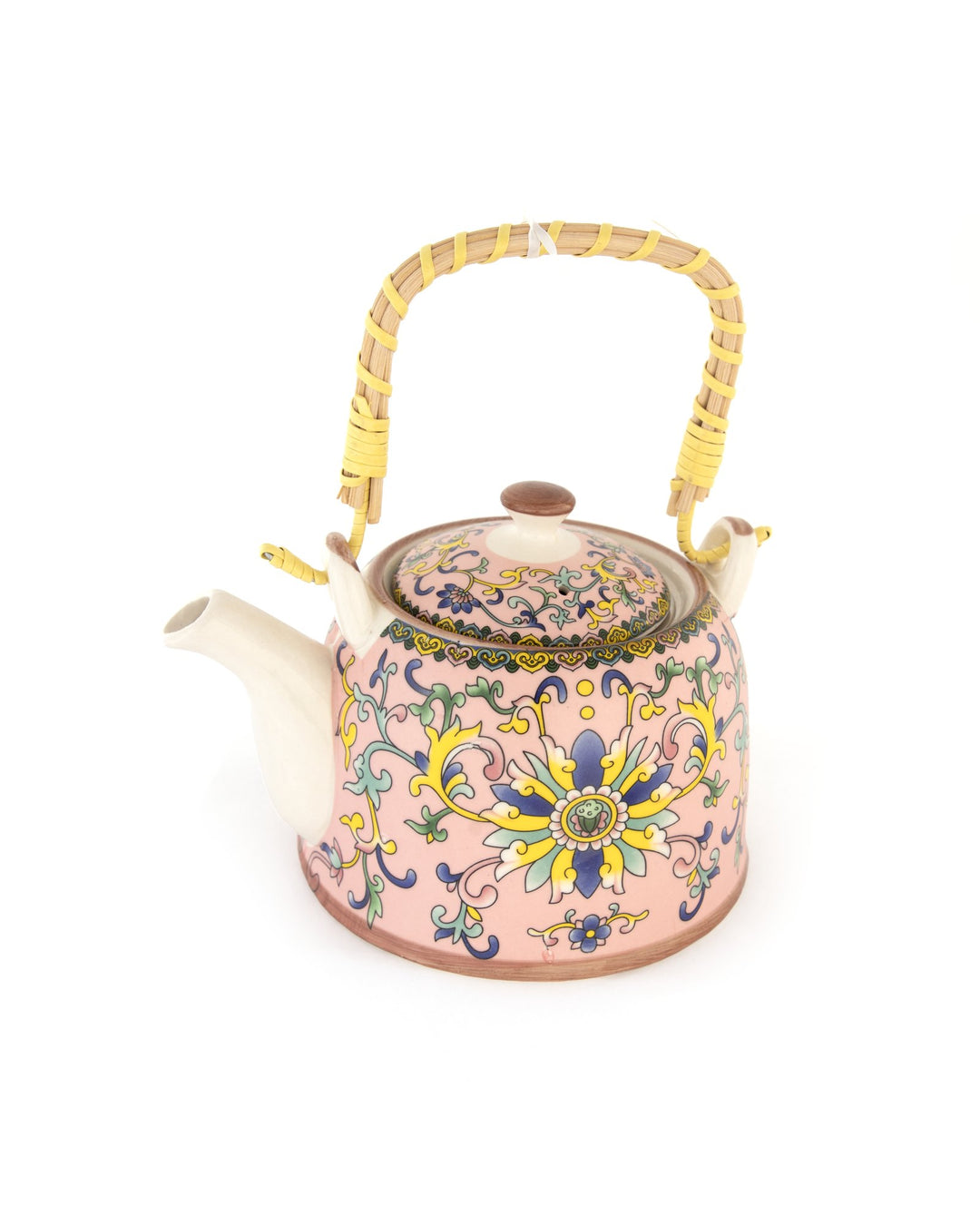 Chai Hour Cane-Handle Ceramic Kettle - Pink Tile - view 3 of 5