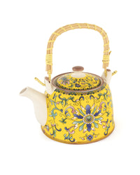 Chai Hour Cane-Handle Ceramic Kettle - Yellow Tile - view 2 of 5