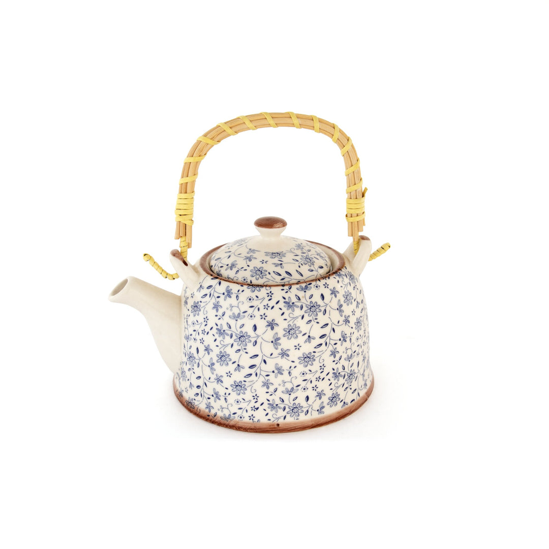 Chai Hour Cane-Handle Ceramic Kettle - Blue Floral - view 2 of 4