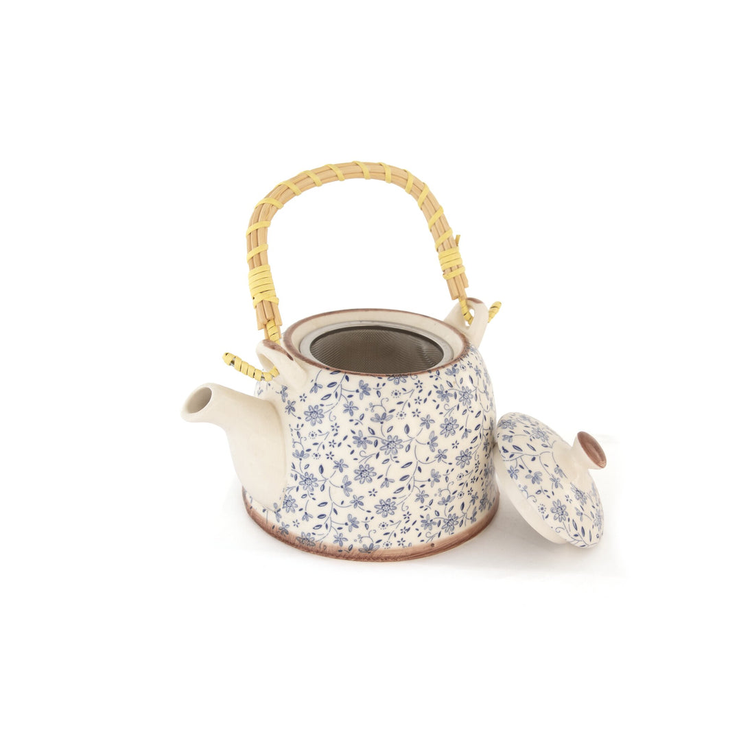 Chai Hour Cane-Handle Ceramic Kettle - Blue Floral - view 4 of 4