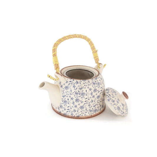 Chai Hour Cane-Handle Ceramic Kettle - Blue Floral - view 4 of 4