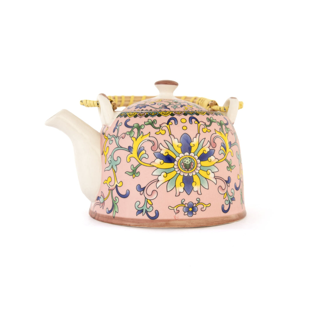 Chai Hour Cane-Handle Ceramic Kettle - Pink Tile by Modus & Mood