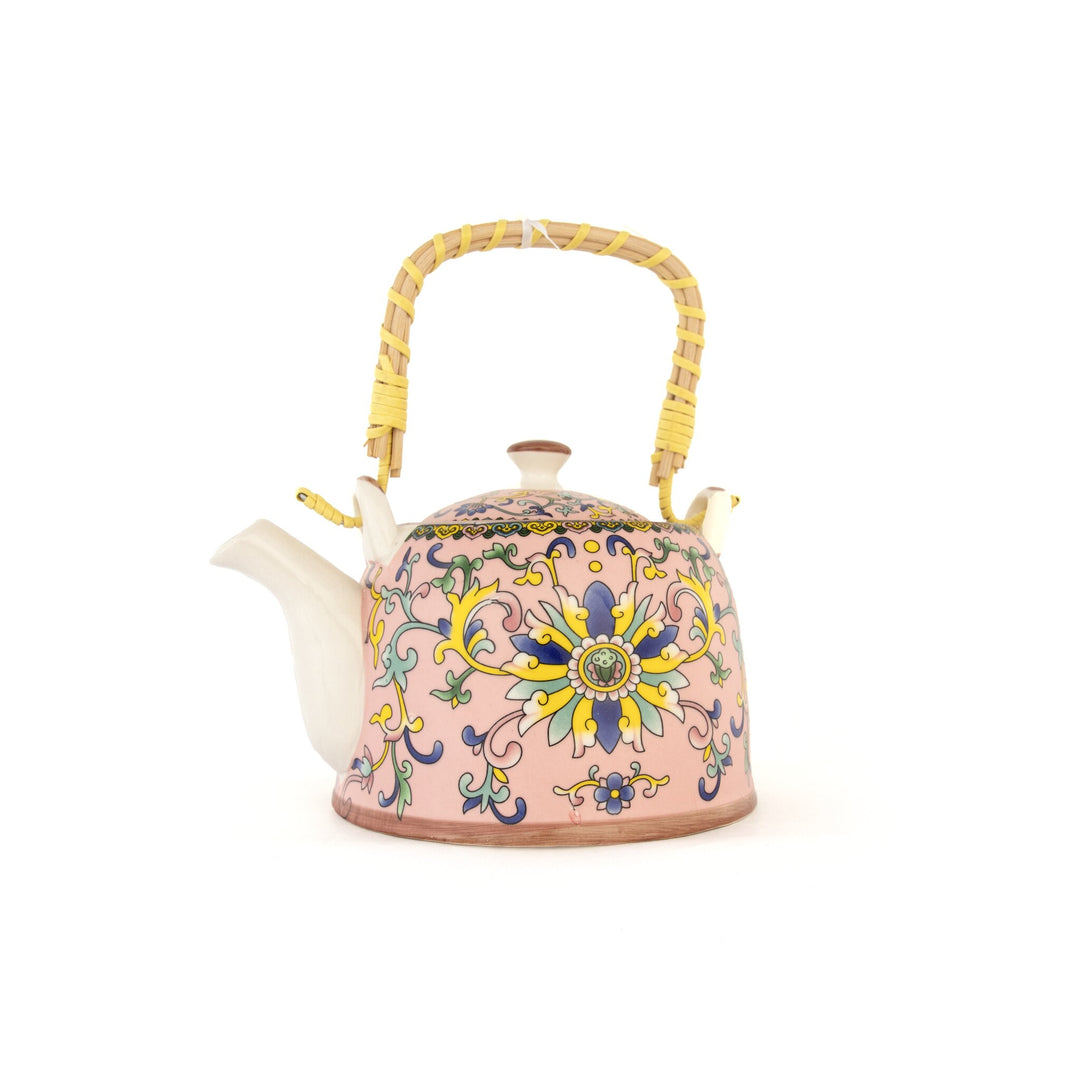 Chai Hour Cane-Handle Ceramic Kettle - Pink Tile - view 2 of 5
