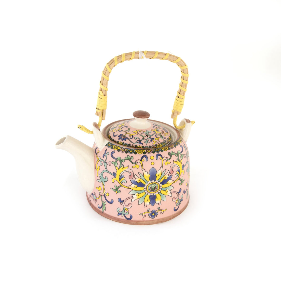 Chai Hour Cane-Handle Ceramic Kettle - Pink Tile - view 3 of 5