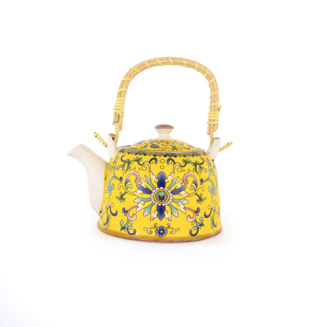 Chai Hour Cane-Handle Ceramic Kettle - Yellow Tile - view 2 of 5