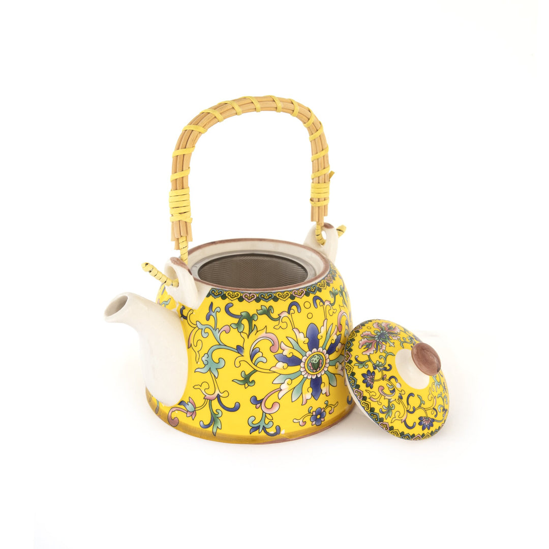 Chai Hour Cane-Handle Ceramic Kettle - Yellow Tile - view 5 of 5