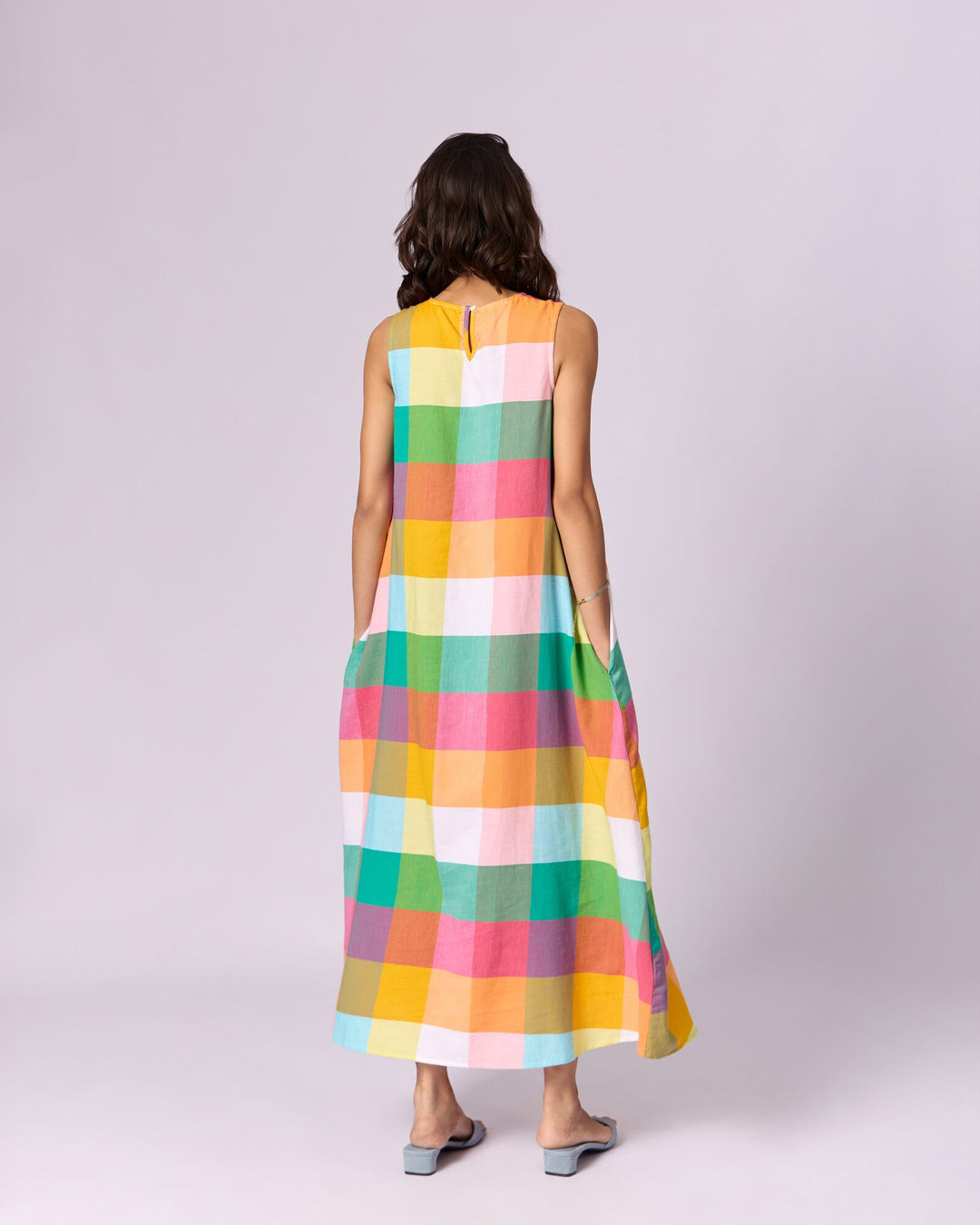 Women's Madras Checked Cotton Maxi Dress - Multicolour by Modus & Mood
