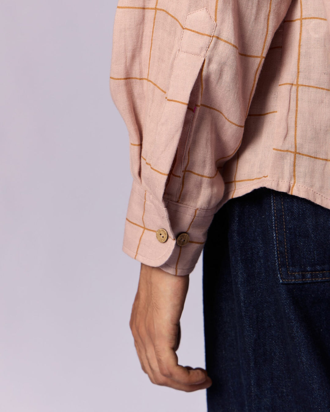 Men's Checked Cotton Overshirt - Dusty Rose - view 2 of 5