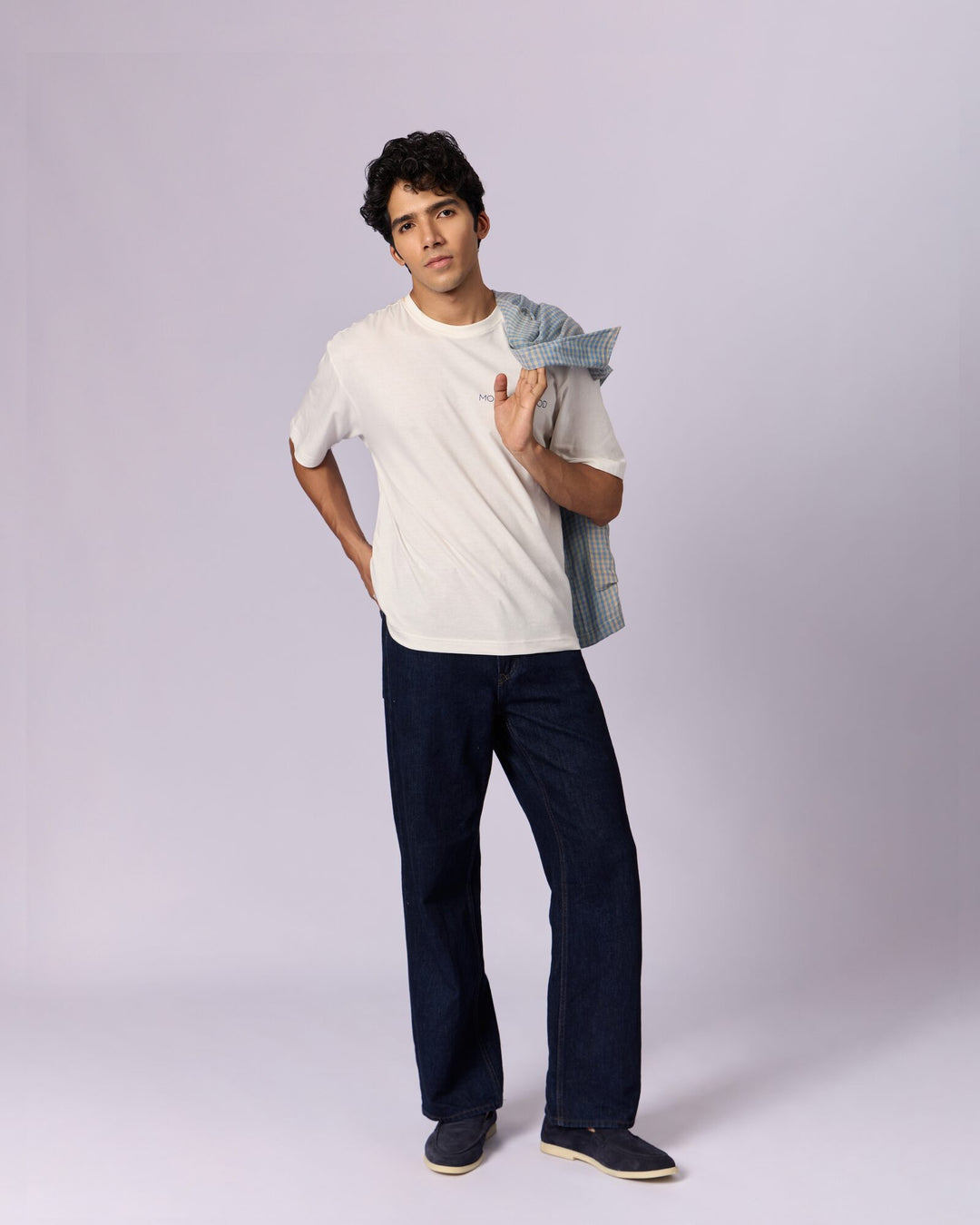 Men's Checked Cotton Overshirt - Sky Blue - view 6 of 6