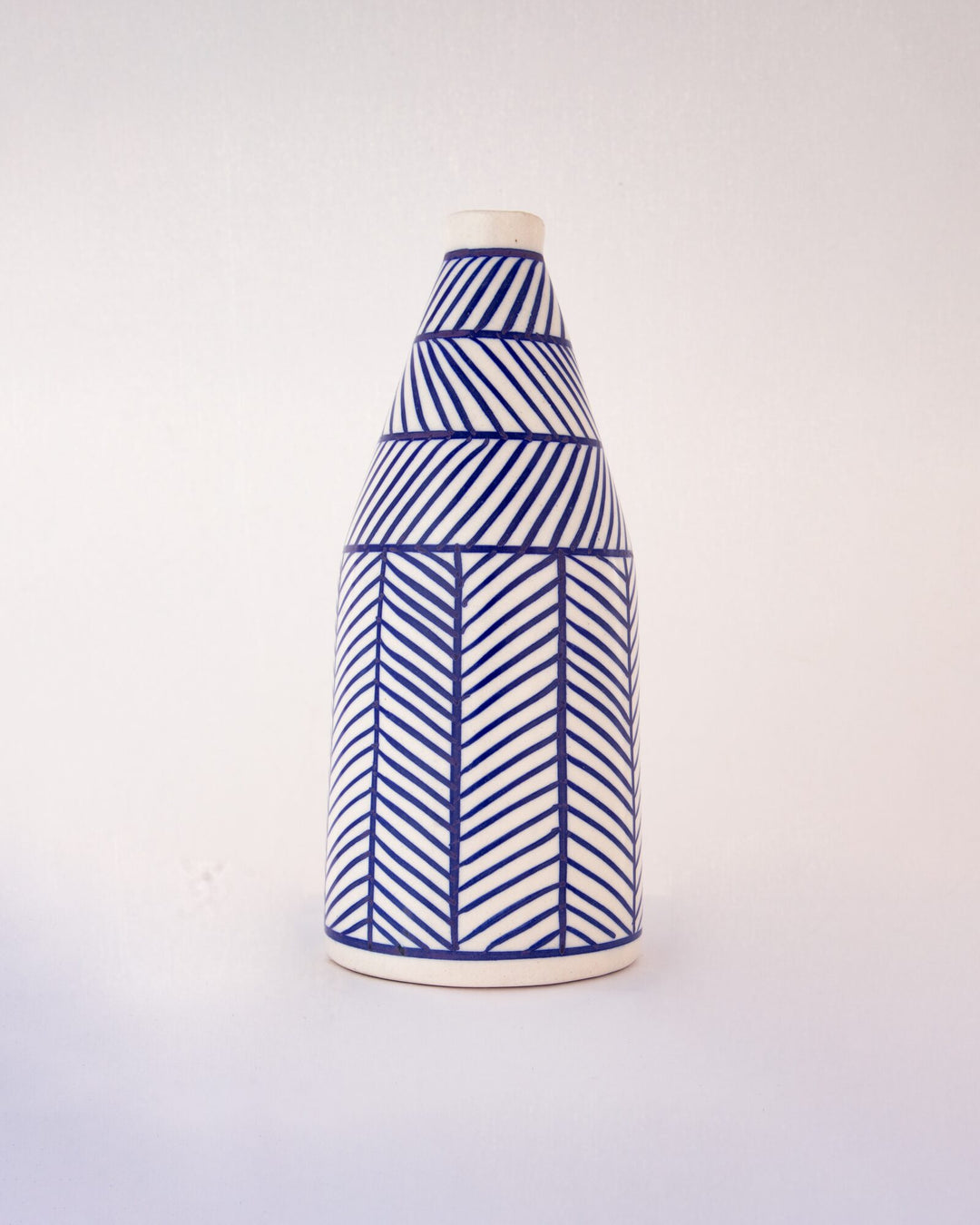Chevron Hand-Painted Ceramic Bottle Vase - Indigo by Modus & Mood