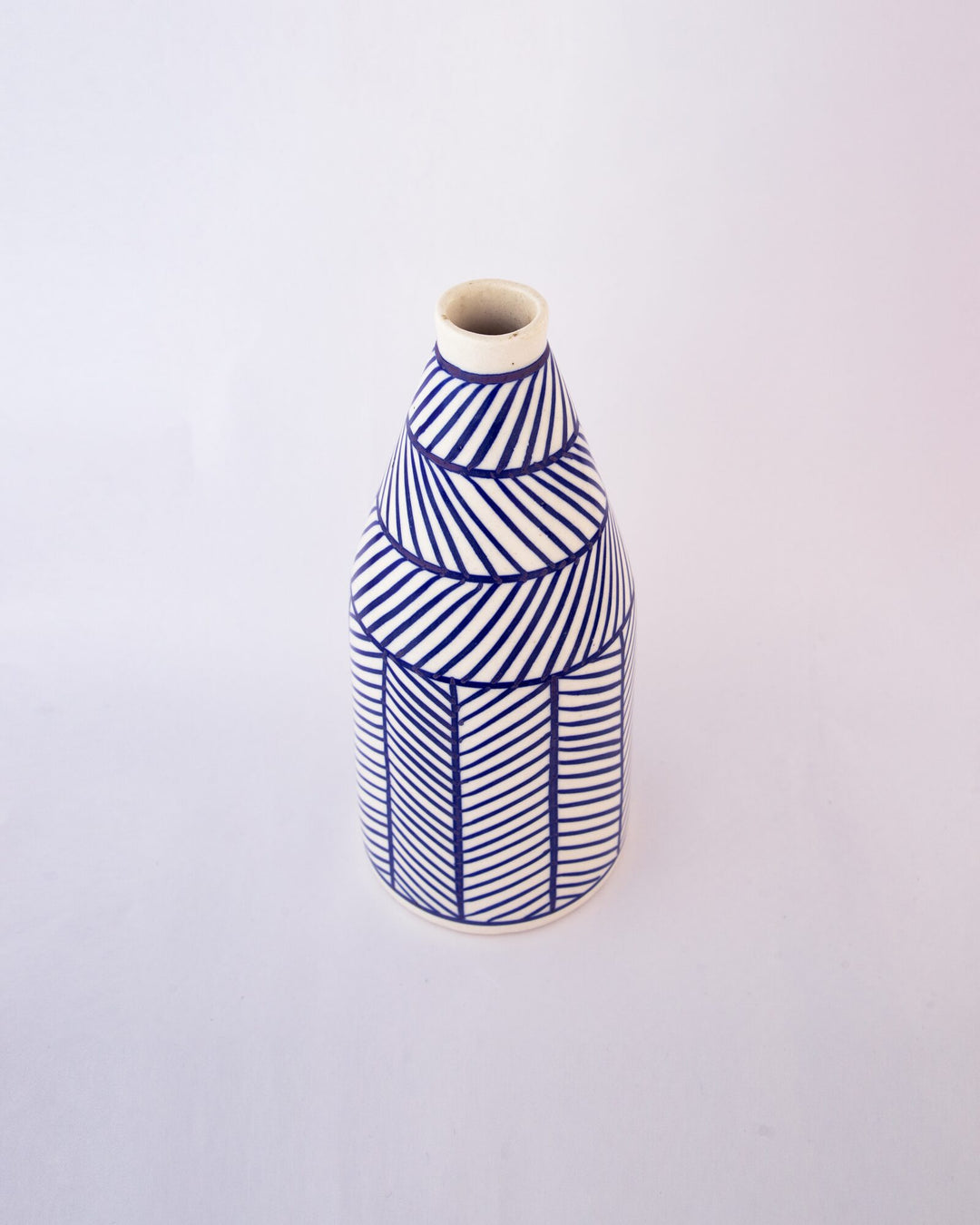 Chevron Hand-Painted Ceramic Bottle Vase - Indigo - view 3 of 3