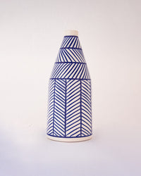Chevron Hand-Painted Ceramic Bottle Vase - Indigo by Modus & Mood