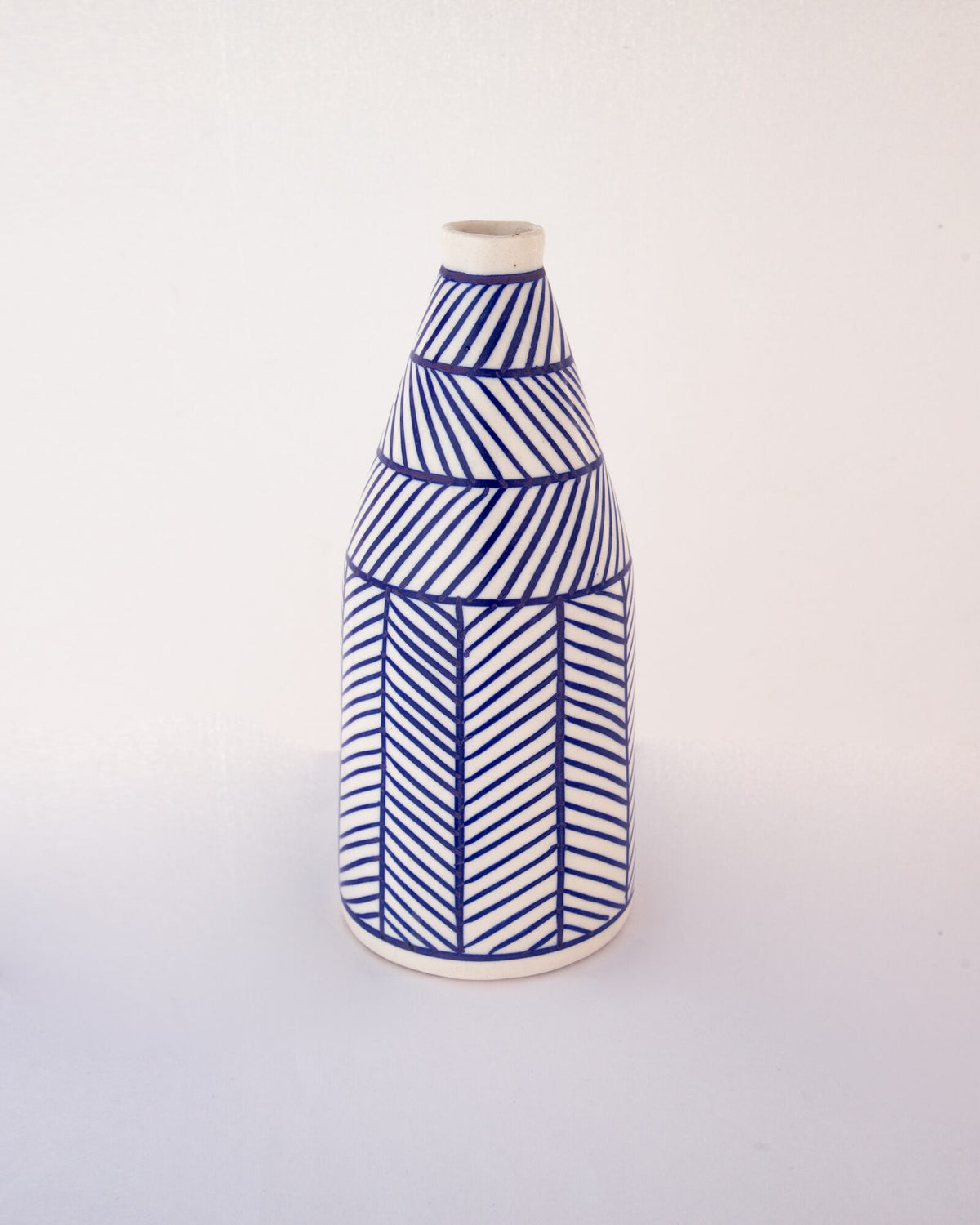 Chevron Hand-Painted Ceramic Bottle Vase - Indigo - view 2 of 3
