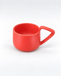 Coral Red Ceramic Mug with Geometric Handle - view 3 of 4