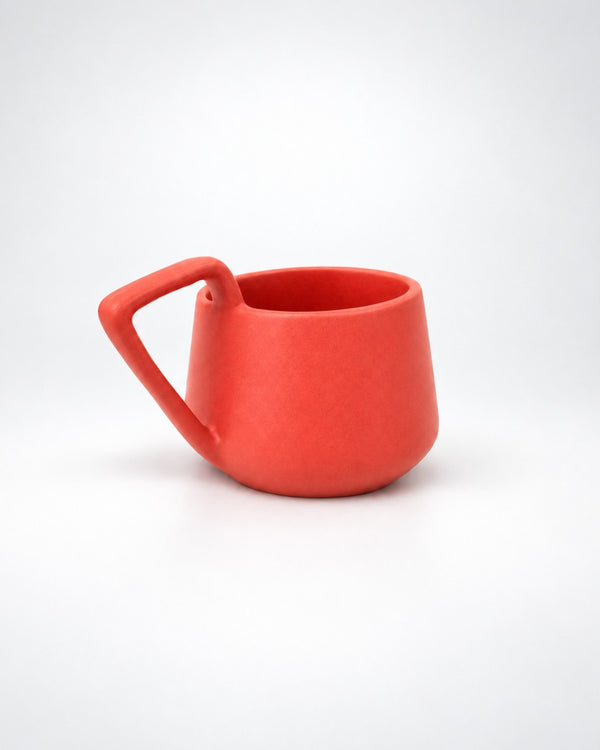Coral Red Ceramic Mug with Geometric Handle - view 4 of 4