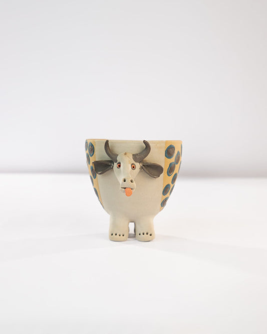 Moo Mood Nerikomi Ceramic Cow Planter - Blue Rings by Modus & Mood