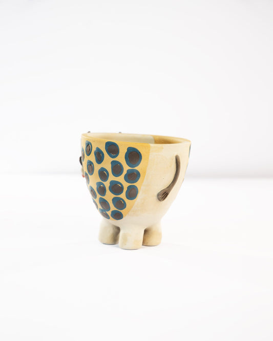Moo Mood Nerikomi Ceramic Cow Planter - Blue Rings - view 4 of 4