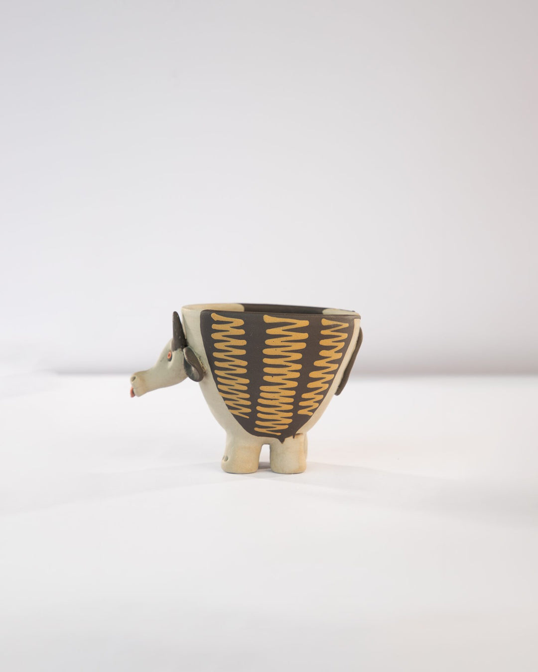 Moo Mood Nerikomi Ceramic Cow Planter - Charcoal Zigzag - view 3 of 4