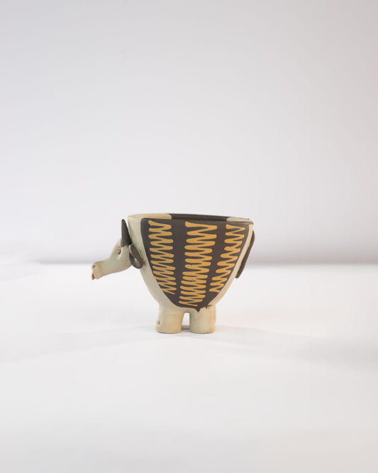 Moo Mood Nerikomi Ceramic Cow Planter - Charcoal Zigzag - view 3 of 4