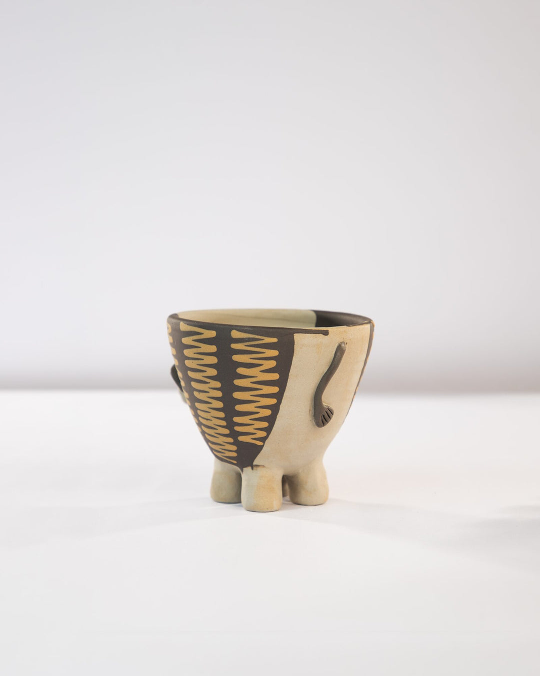 Moo Mood Nerikomi Ceramic Cow Planter - Charcoal Zigzag - view 4 of 4