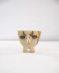 Moo Mood Nerikomi Ceramic Cow Planter - Golden Zigzag
