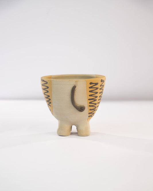 Moo Mood Nerikomi Ceramic Cow Planter - Golden Zigzag - view 4 of 4