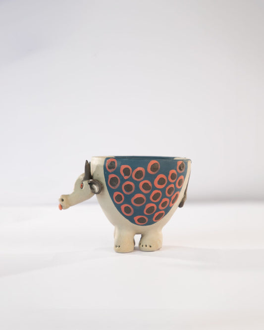 Moo Mood Nerikomi Ceramic Cow Planter - Rust Rings - view 2 of 4