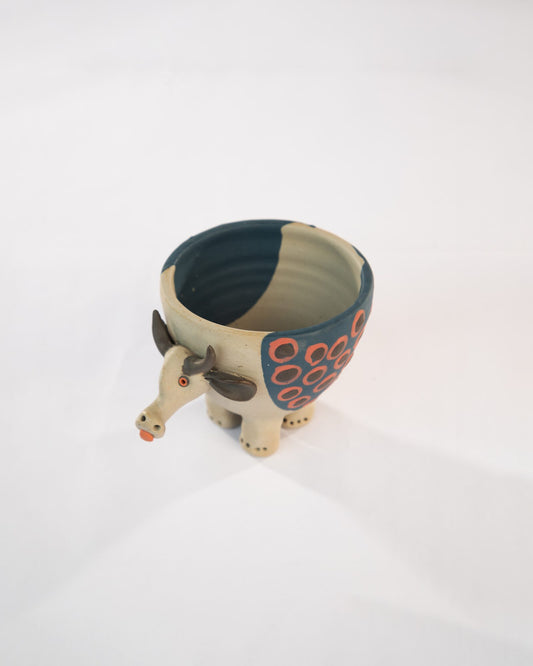 Moo Mood Nerikomi Ceramic Cow Planter - Rust Rings - view 4 of 4