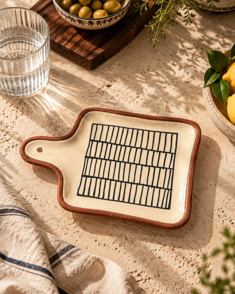 Crosshatch Square Ceramic Serving Dish