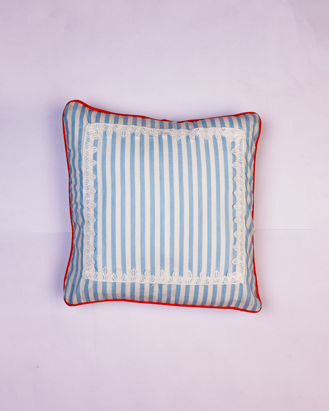 Stripe & Trim Cotton Cushion Cover - Sky Blue by Modus & Mood