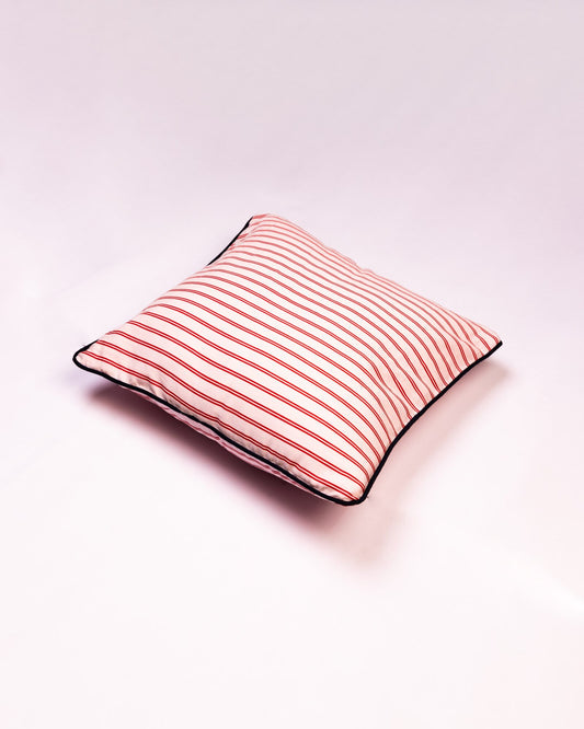 Deckchair Stripe Cotton Cushion Cover - Coral - view 2 of 3