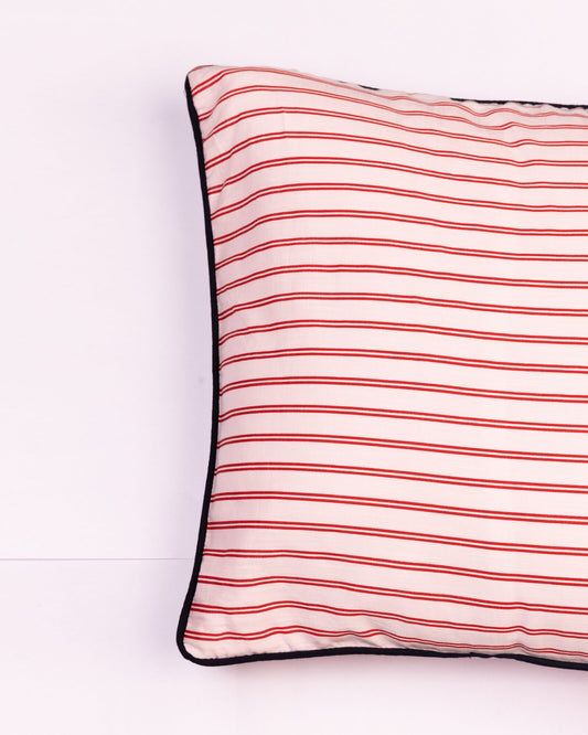 Deckchair Stripe Cotton Cushion Cover - Coral - view 3 of 3