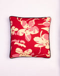 Bold Floral Cotton Cushion Cover - Crimson Red