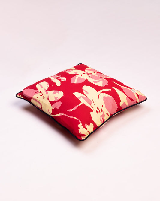 Bold Floral Cotton Cushion Cover - Crimson Red - view 2 of 2