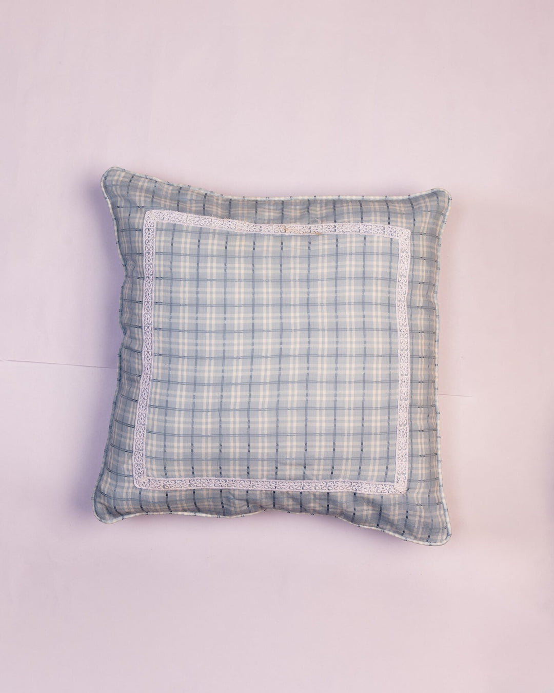Windowpane Check Cotton Cushion Cover - Grey by Modus & Mood