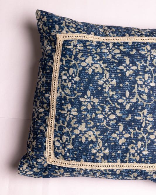 Neel Bagh Indigo Cotton Cushion Cover - view 2 of 4