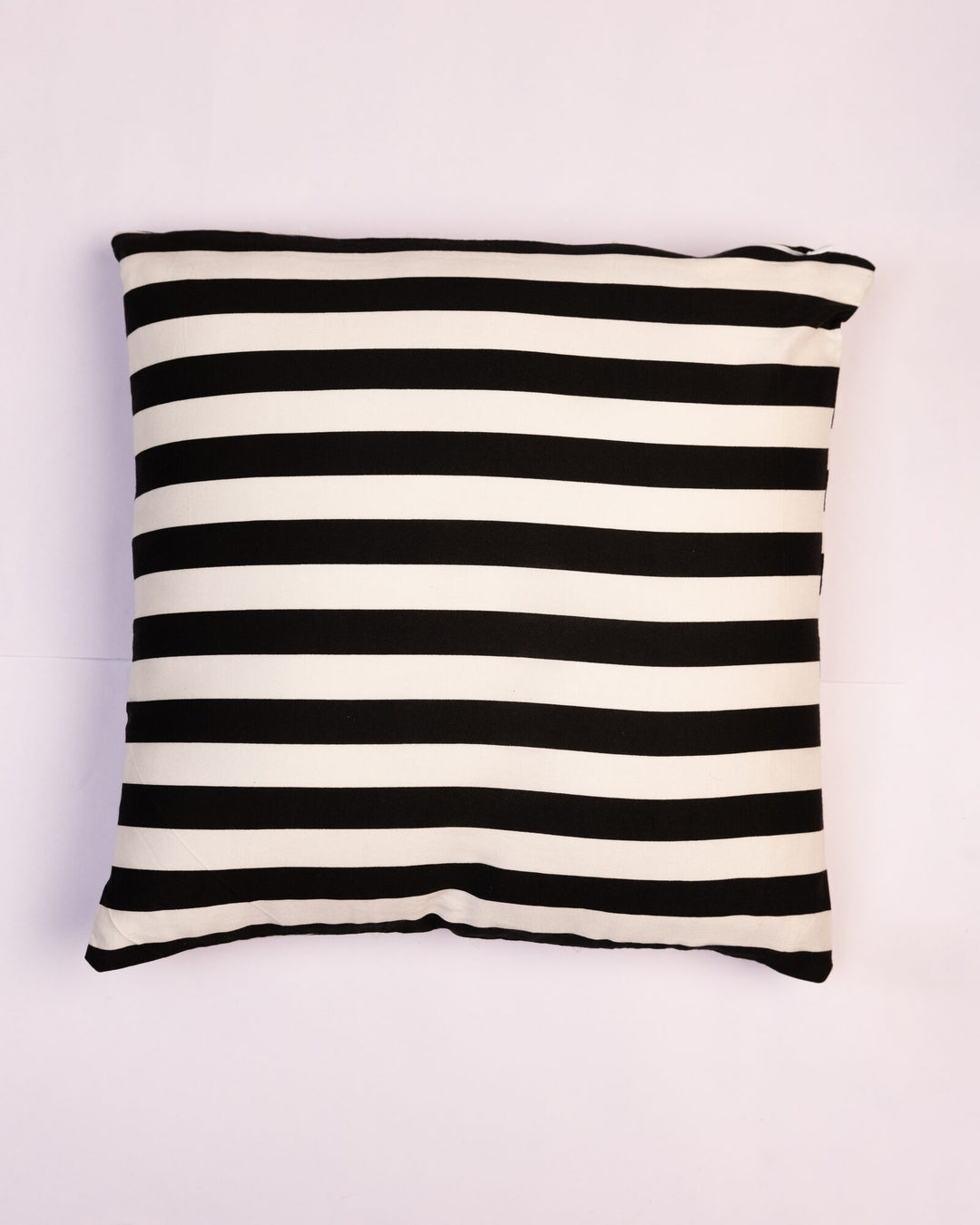 Fringed Stripe Cotton Cushion Cover - Black & White - view 3 of 3