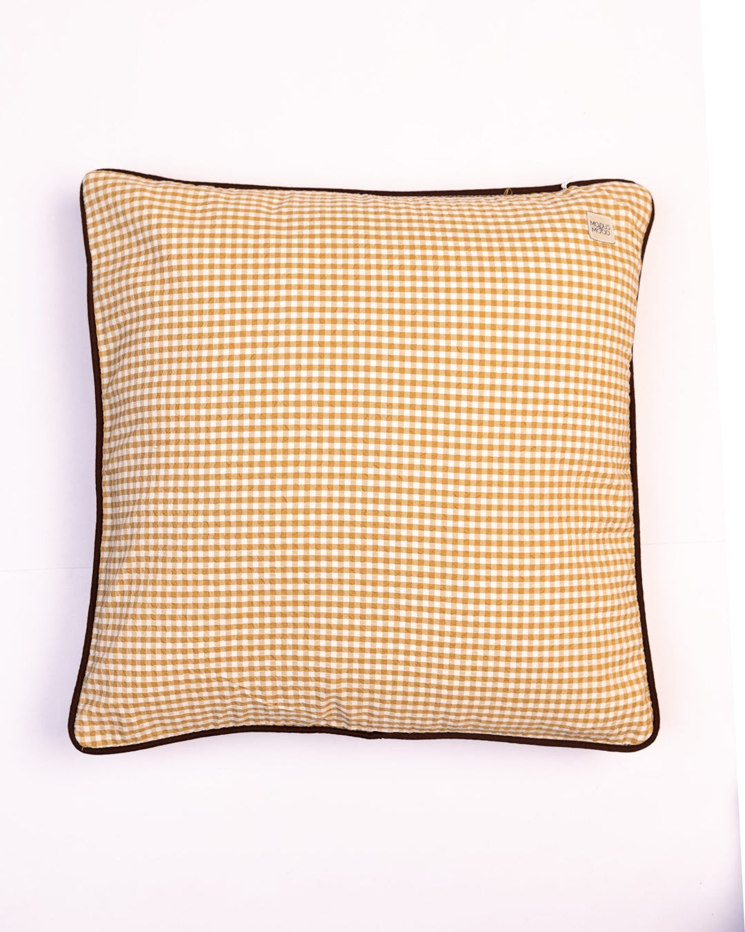 Gingham Check Cotton Cushion Cover - Ochre Yellow by Modus & Mood