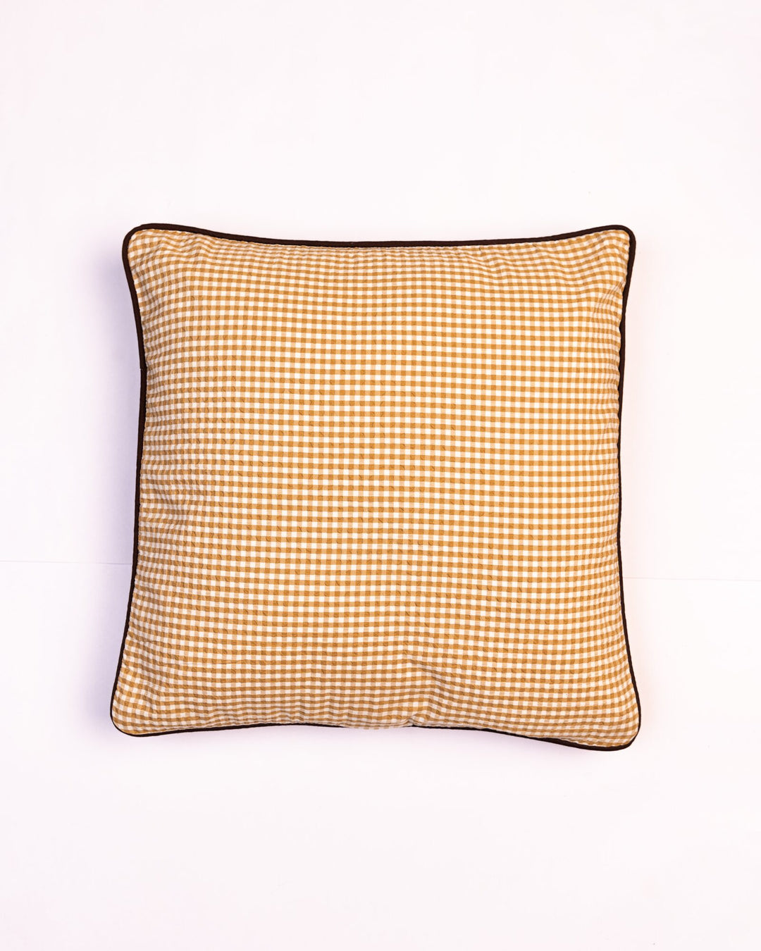 Gingham Check Cotton Cushion Cover - Ochre Yellow - view 3 of 3