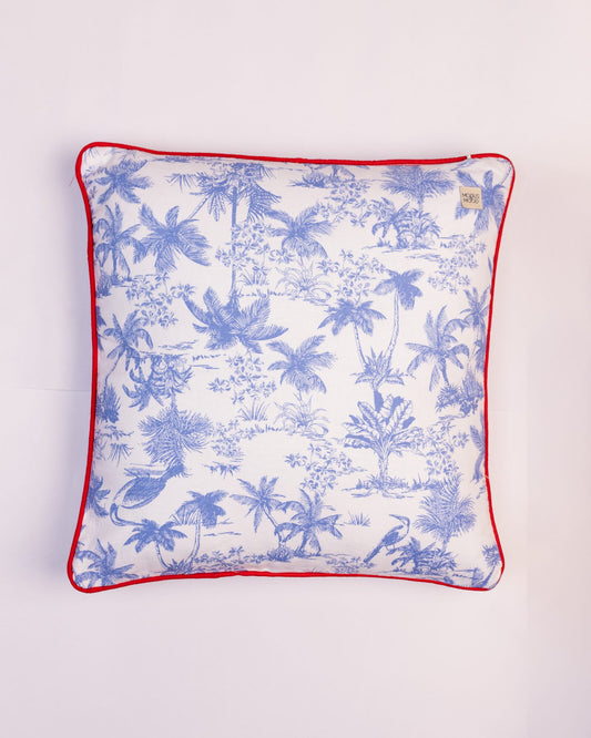 Palm Toile Cotton Cushion Cover - Blue by Modus & Mood