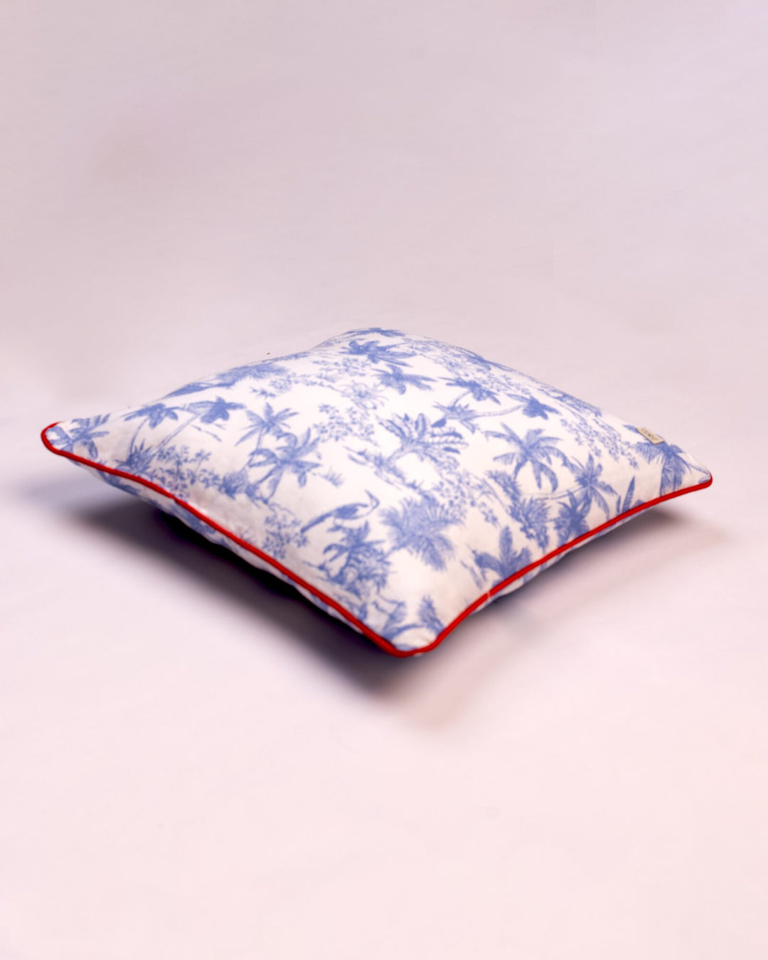 Palm Toile Cotton Cushion Cover - Blue - view 2 of 2
