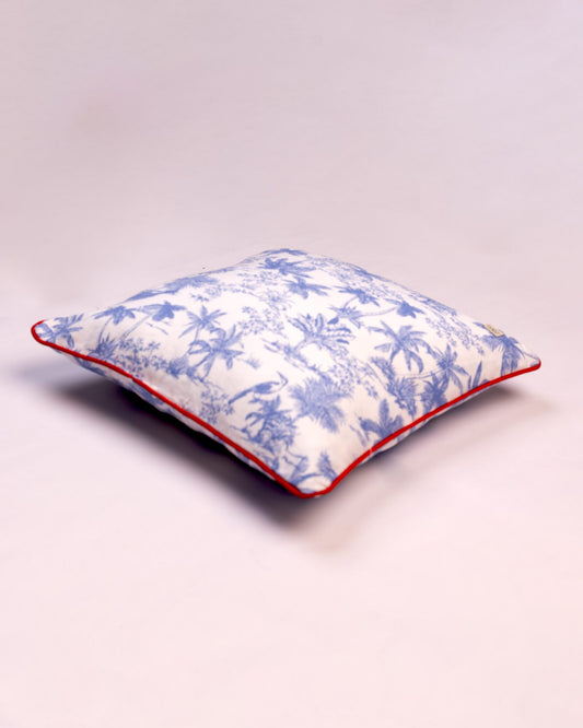 Palm Toile Cotton Cushion Cover - Blue - view 2 of 2