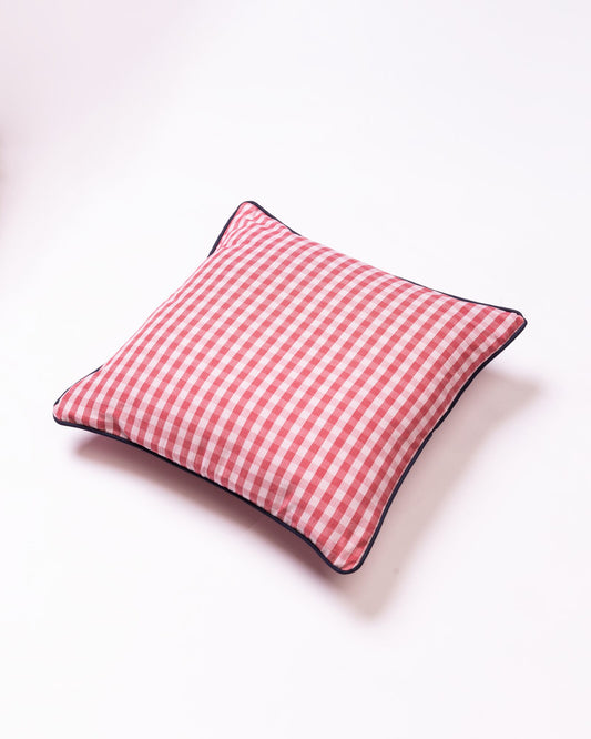Gingham Check Cotton Cushion Cover - Rose Pink - view 2 of 3
