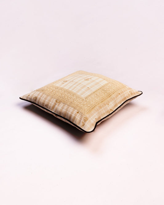 Dune Check Cotton Cushion Cover - Sand - view 2 of 3