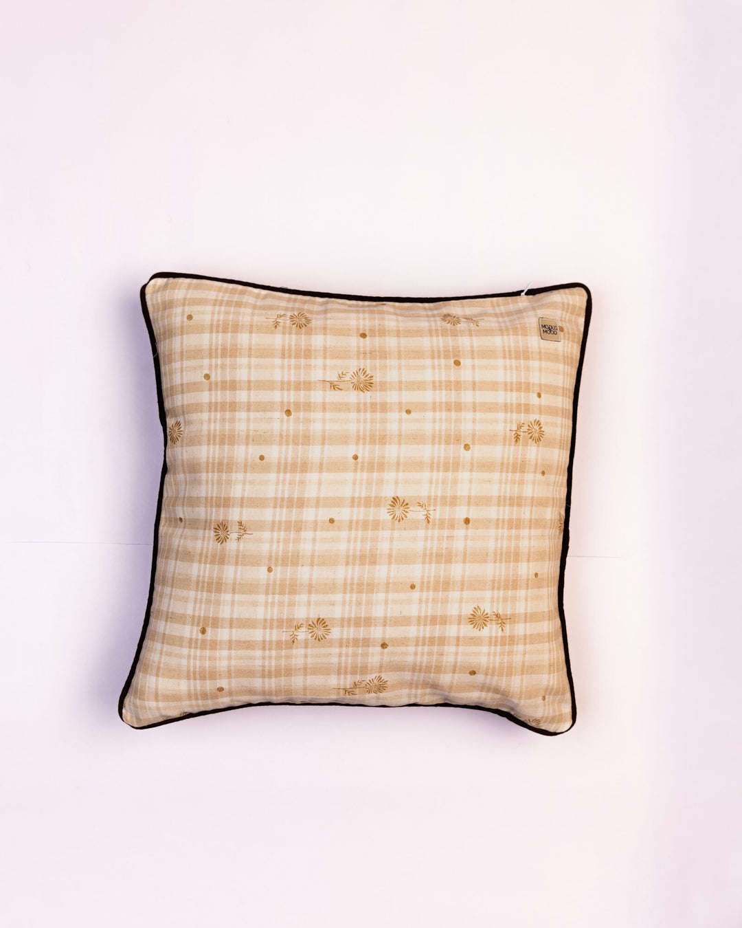 Dune Check Cotton Cushion Cover - Sand - view 3 of 3