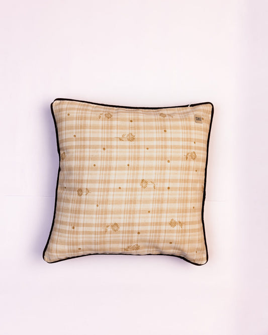 Dune Check Cotton Cushion Cover - Sand - view 3 of 3
