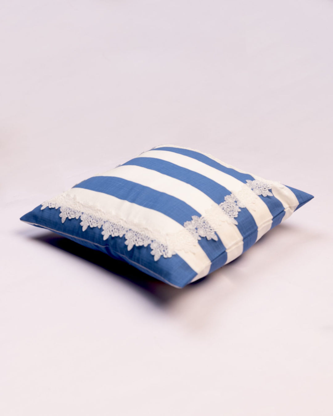 Wide Stripe Cotton Cushion Cover - Cornflower Blue - view 2 of 3