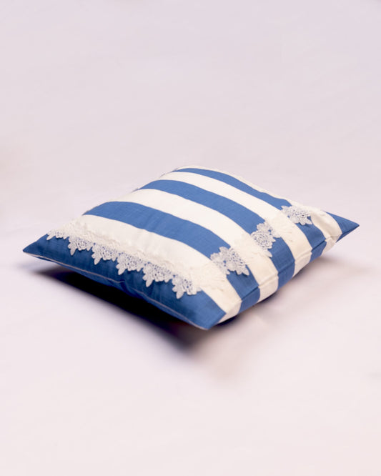 Wide Stripe Cotton Cushion Cover - Cornflower Blue - view 2 of 3